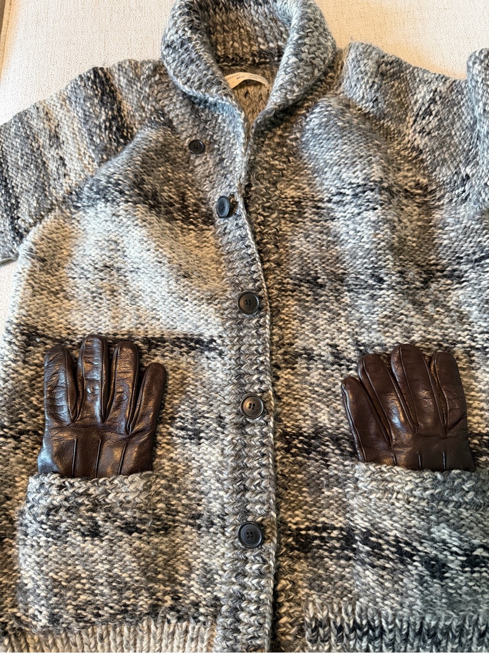 Yigal Azrouel Gray Marled Shawl Collar Cardigan - Picture 3 of 5